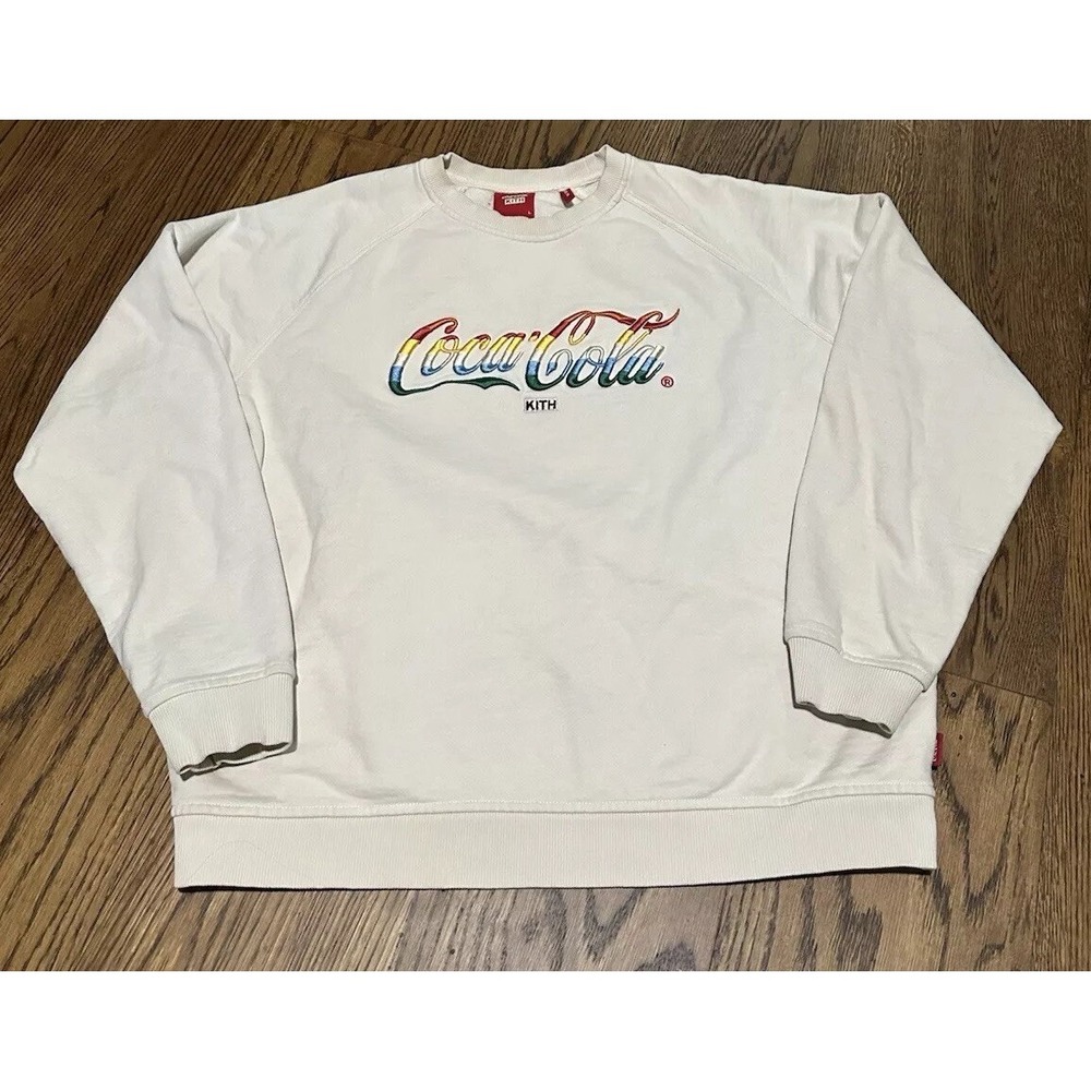 2020 Kith x Coca-Cola Striped Crewneck Ivory Multi-Color Size Large